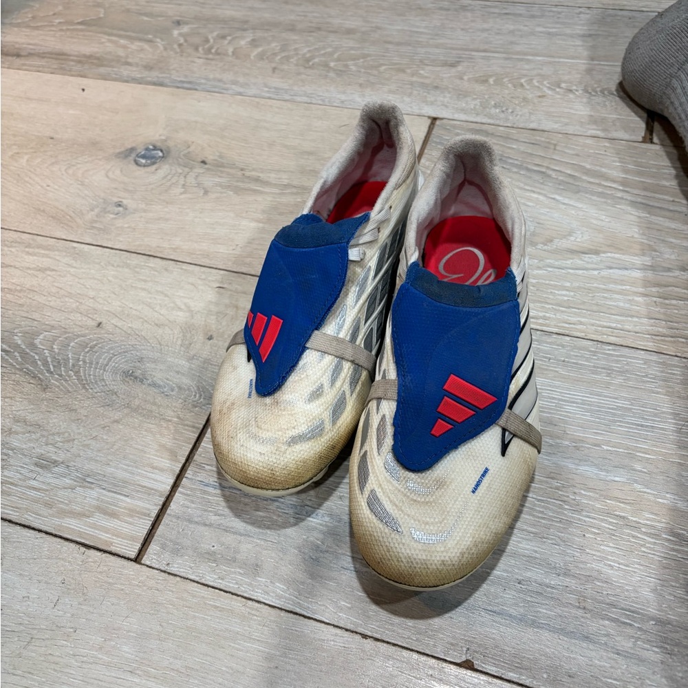 Adidas Men’s White and Blue Soccer Cleats